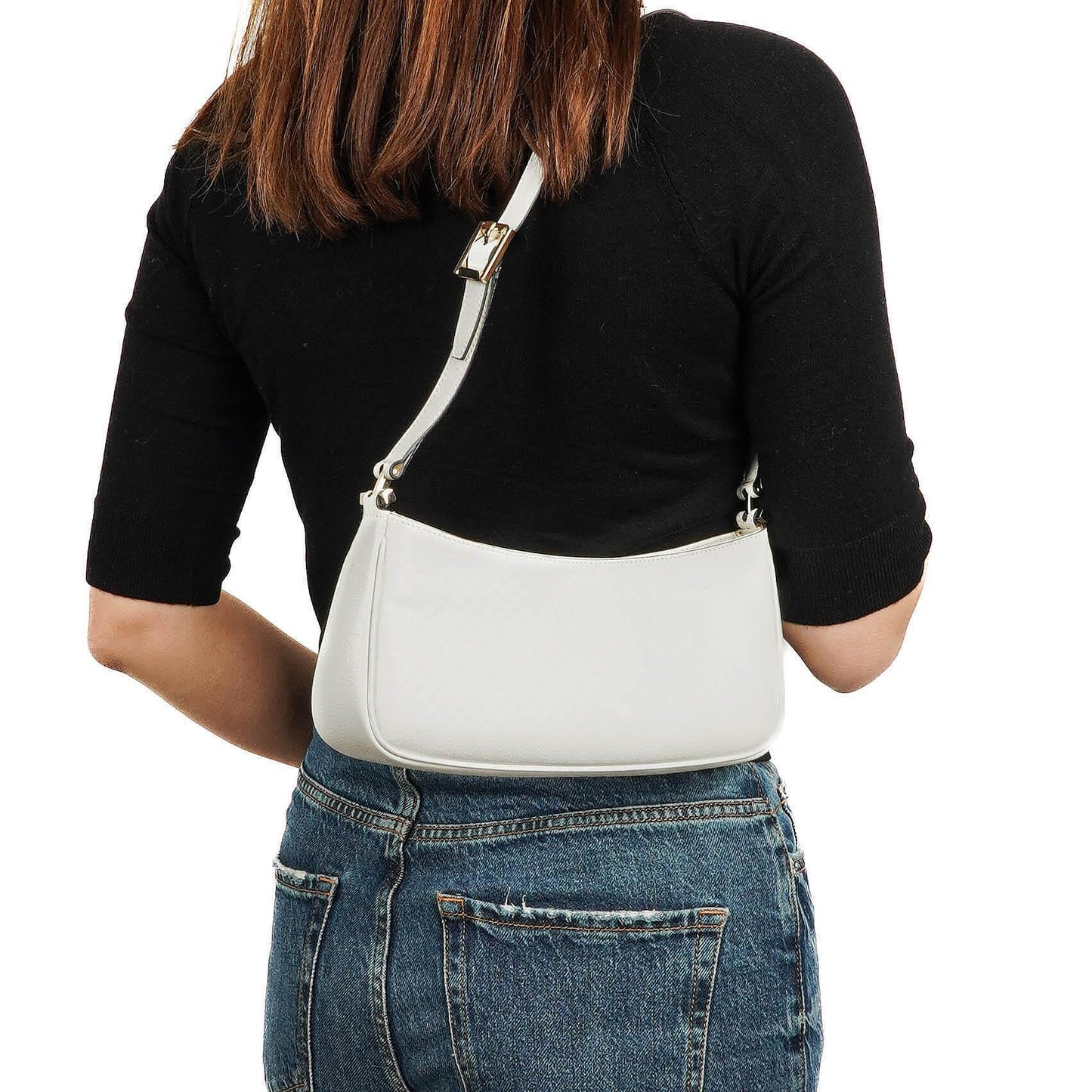 Gucci Microguccissima Pochette aus weißem Leder
