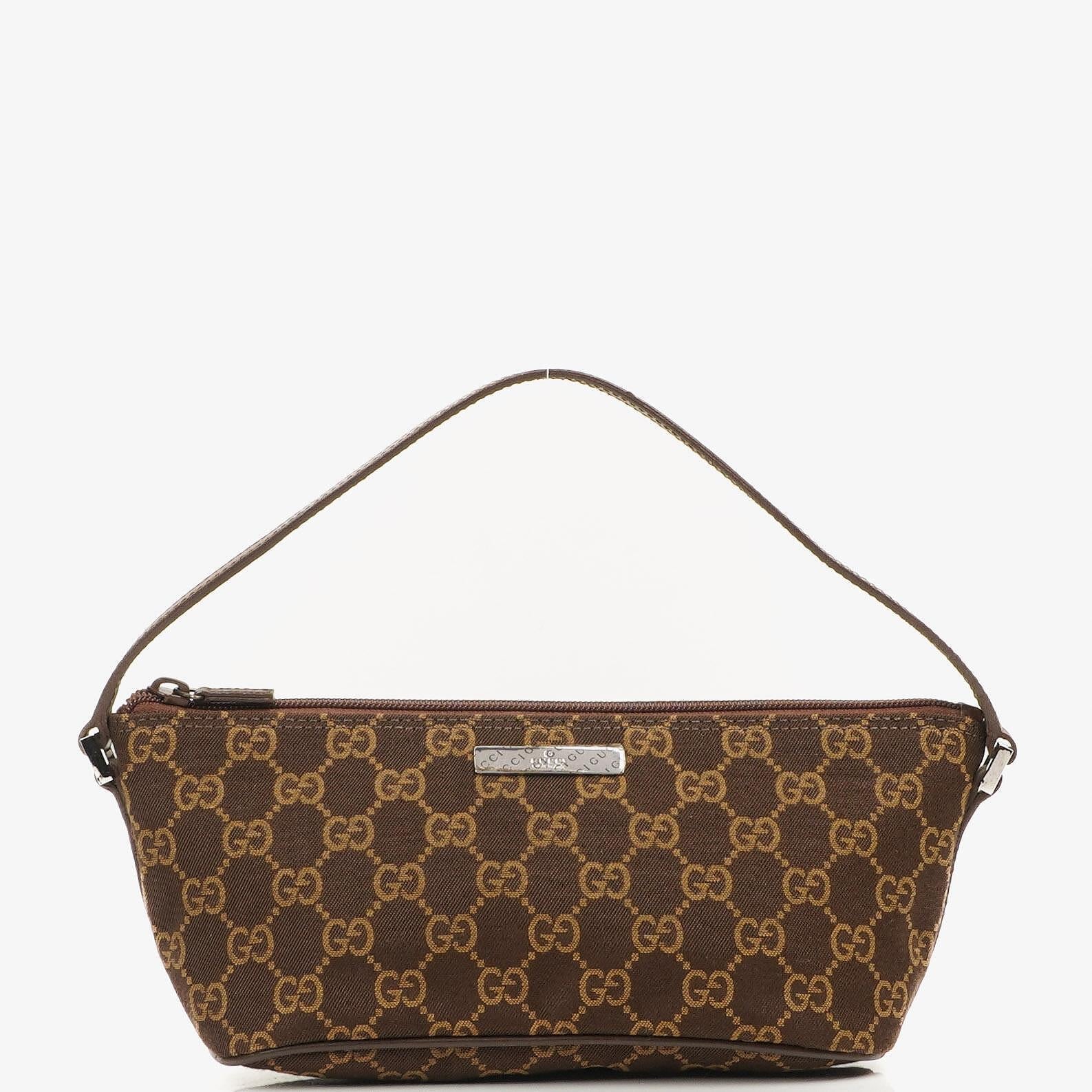 Gucci Mini Baguette GG Monogram Pochette Boot Braun/Beige Tasche