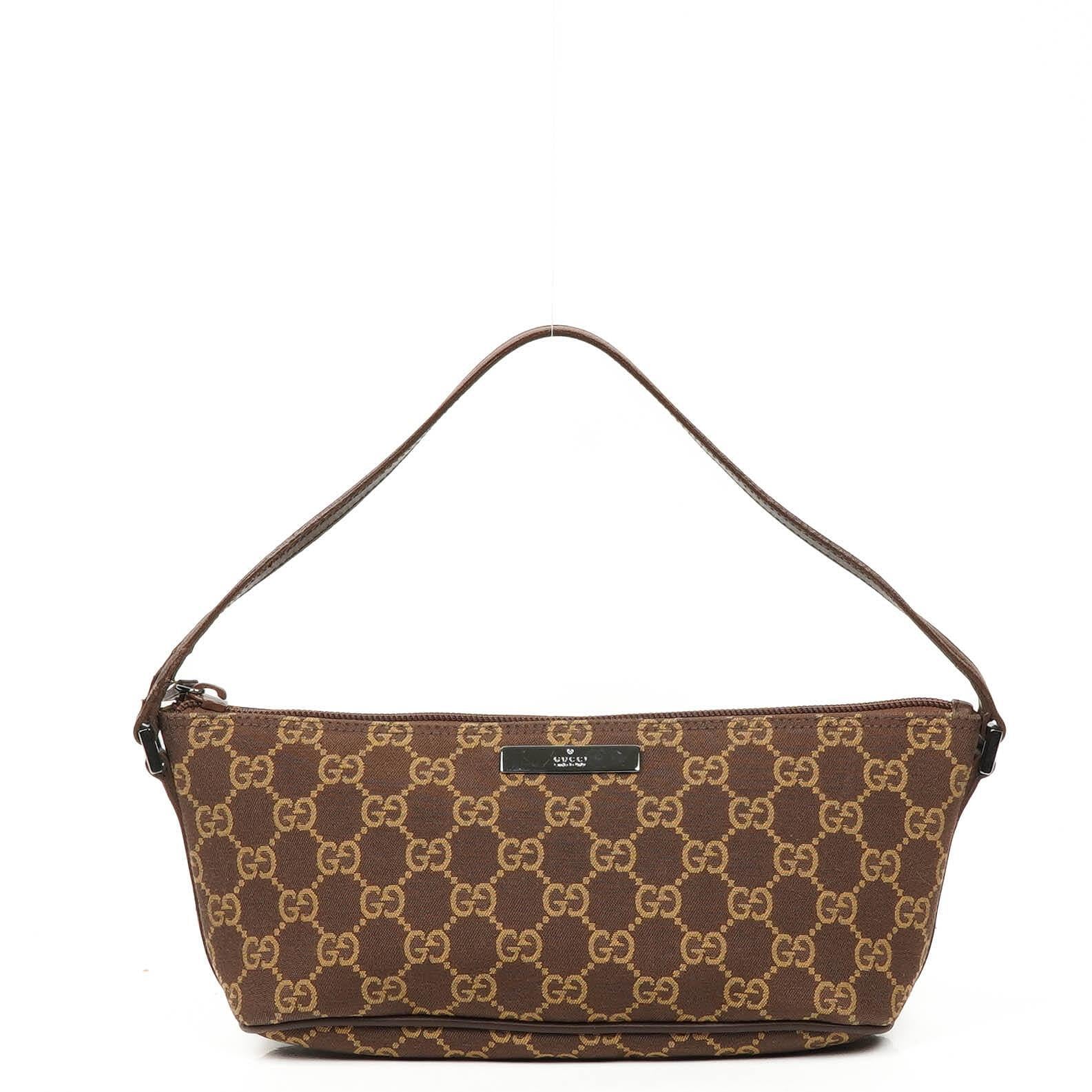 Gucci Mini Baguette GG Monogram Pochette Boot Braun/Beige Tasche