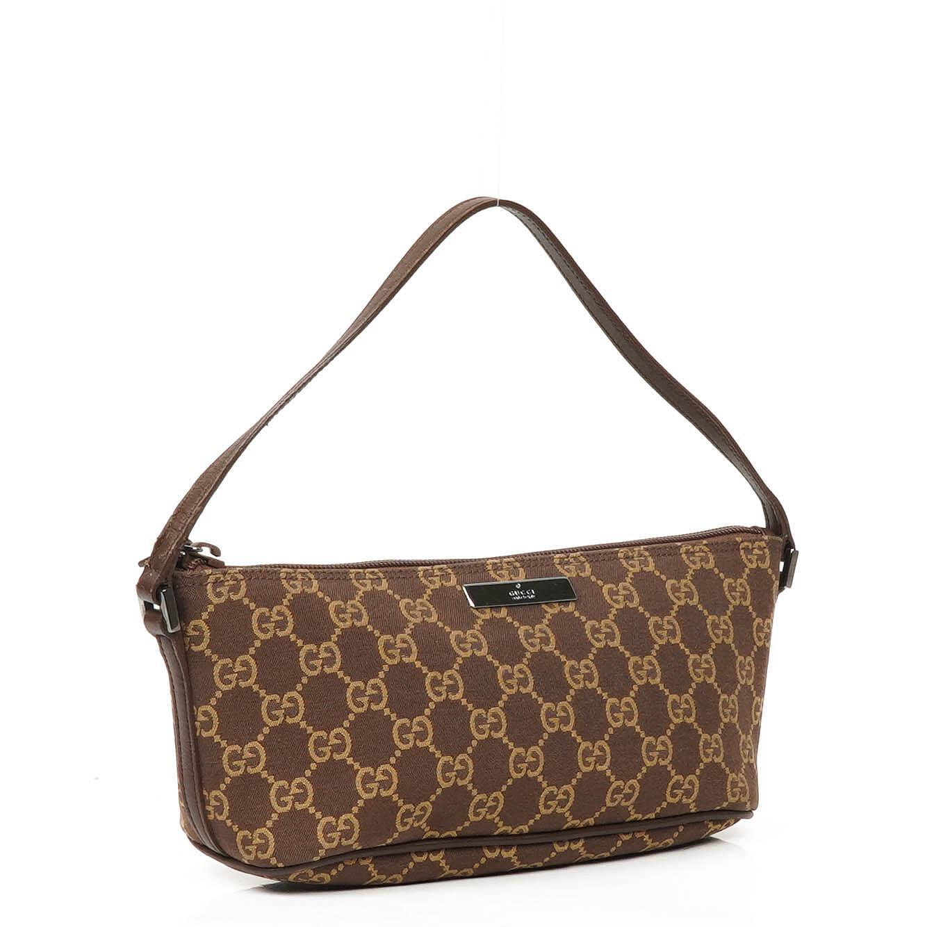 Gucci Mini Baguette GG Monogram Pochette Boot Braun/Beige Tasche