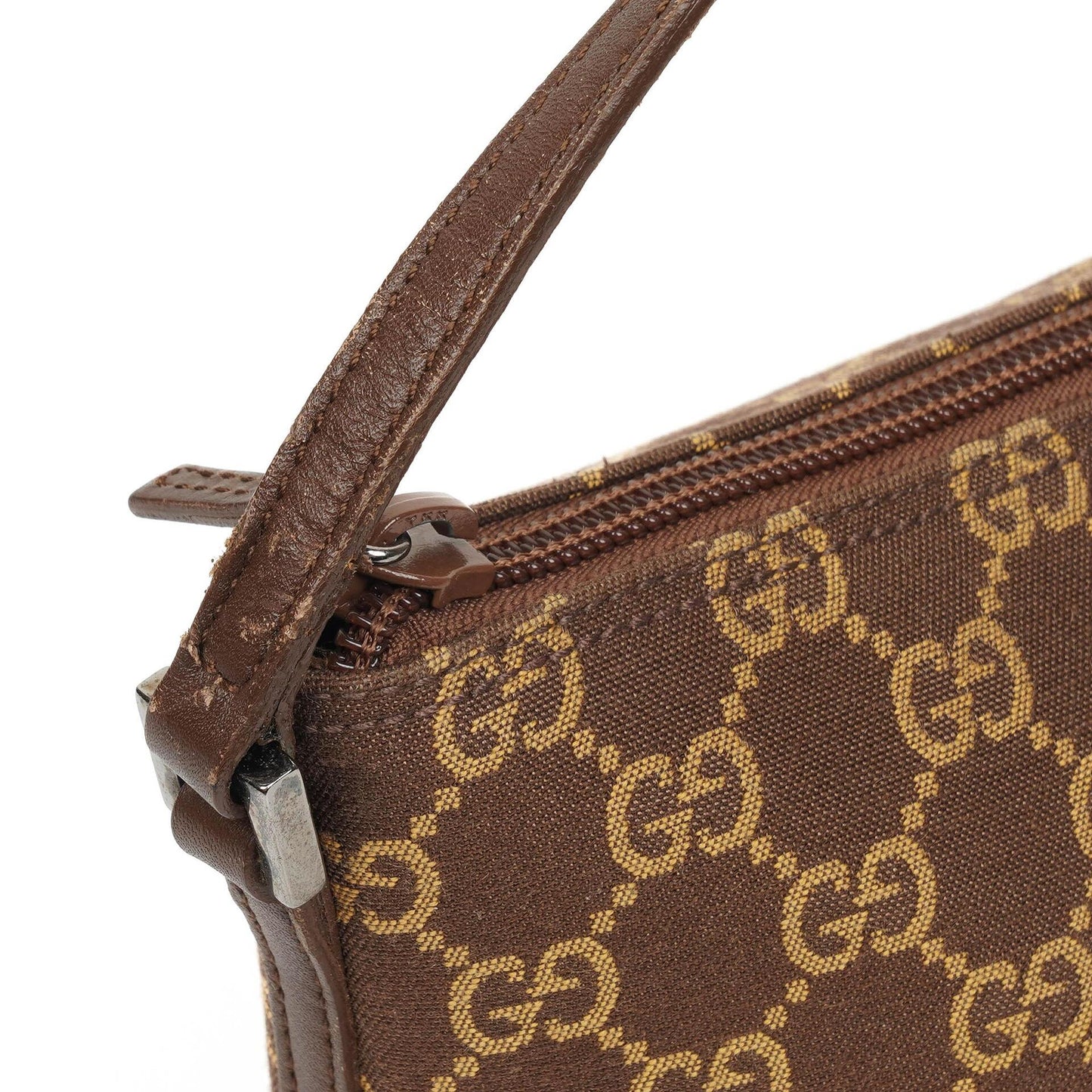 Gucci Mini Baguette GG Monogram Pochette Boot Braun/Beige Tasche