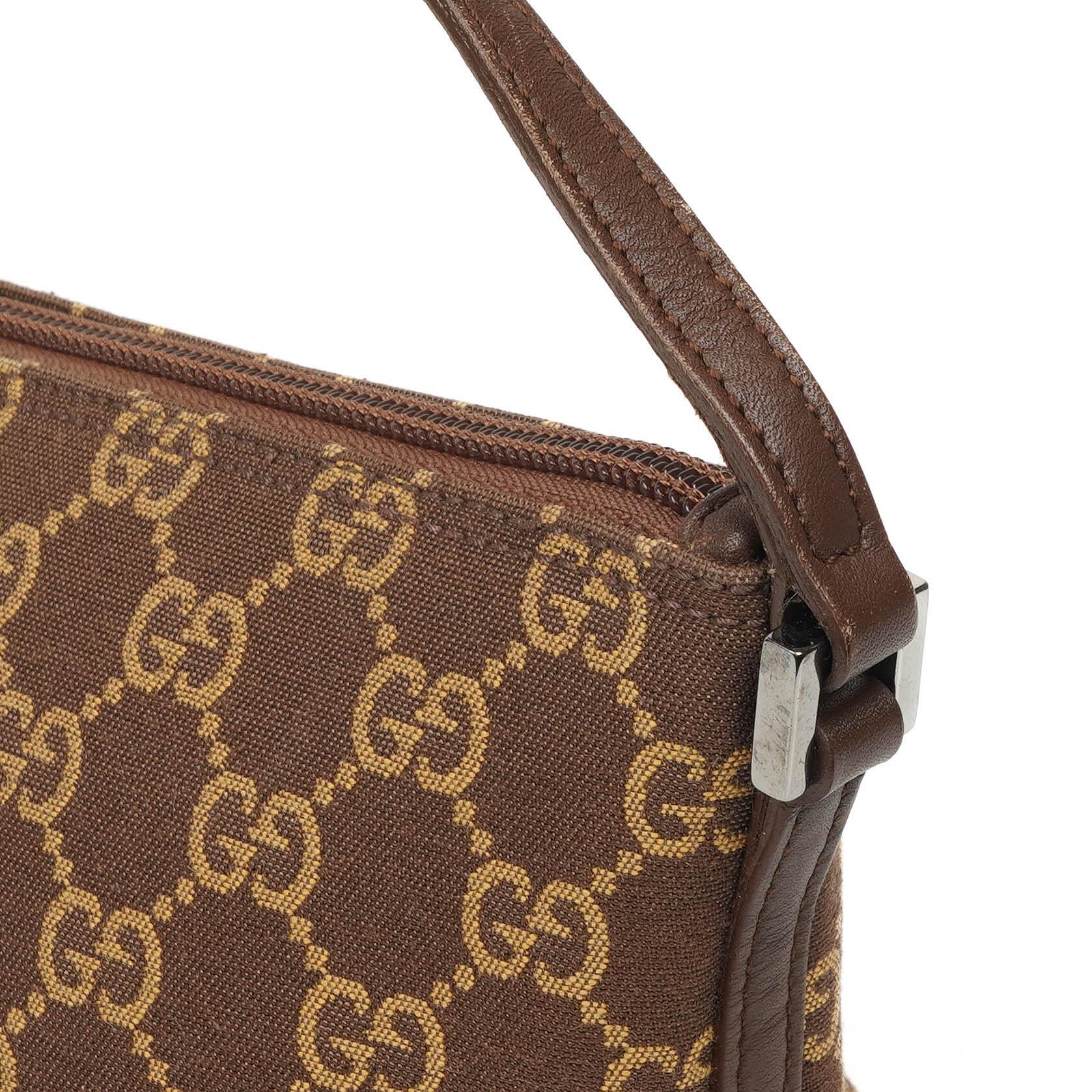 Gucci Mini Baguette GG Monogram Pochette Boot Braun/Beige Tasche