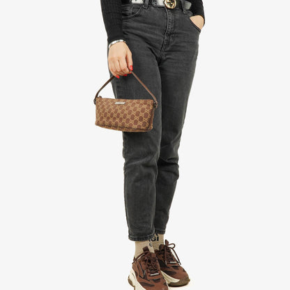 Gucci Mini Baguette Pochette Boat GG Monogram Tasche in Beige/Braun