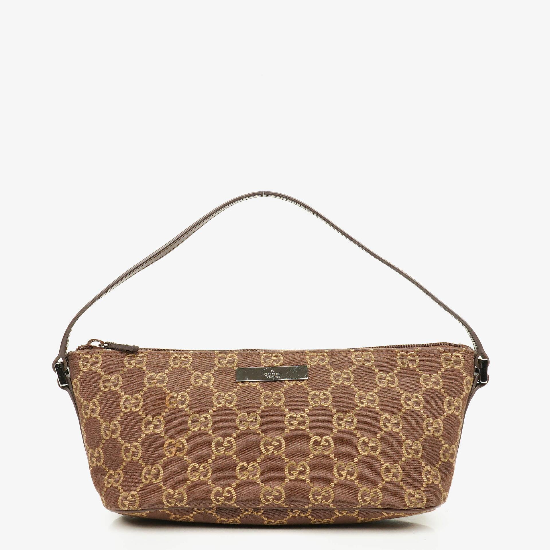 Gucci Mini Baguette Pochette Boat GG Monogram Tasche in Beige/Braun