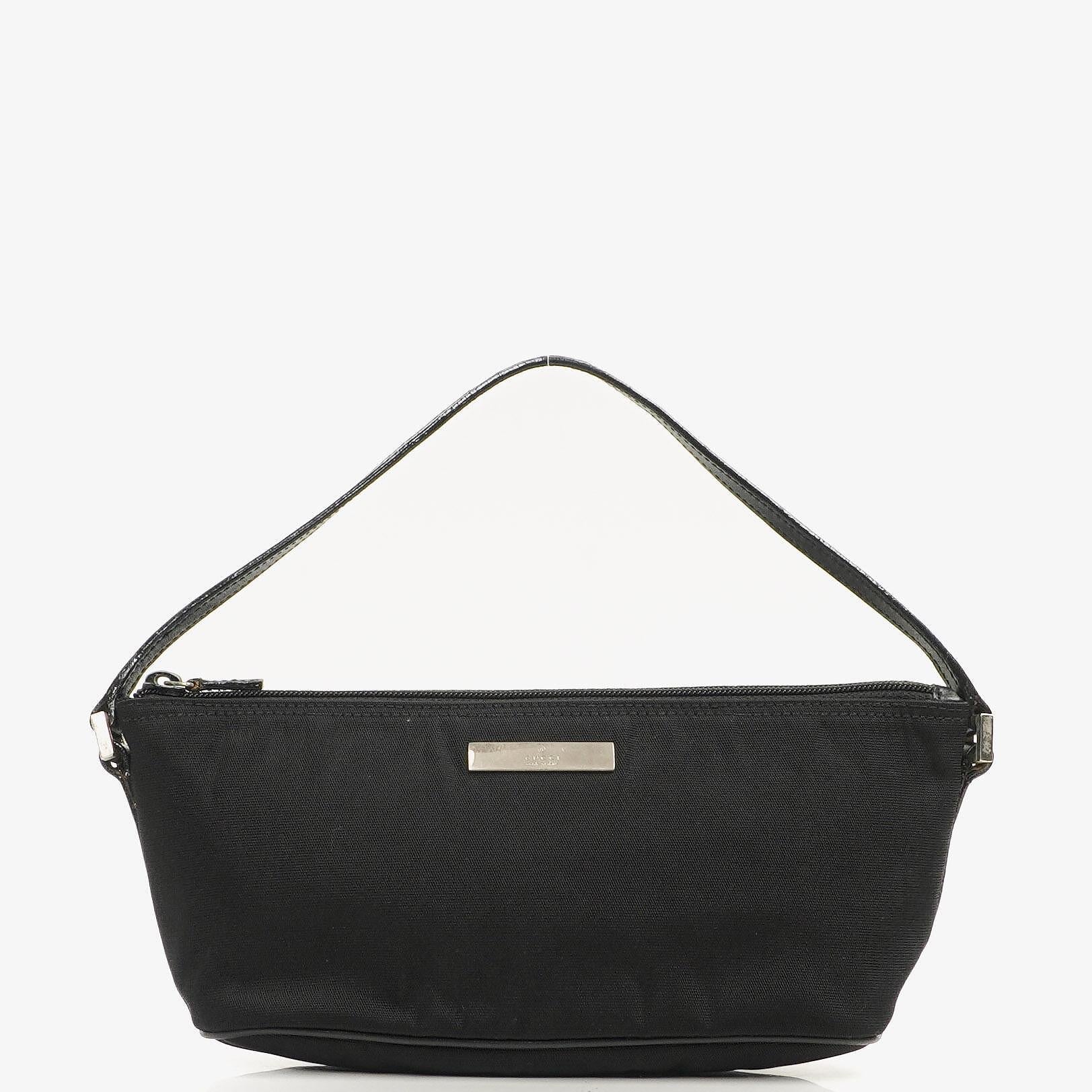 Gucci Mini Baguette Pochette Boot Schwarz Canvas Tasche