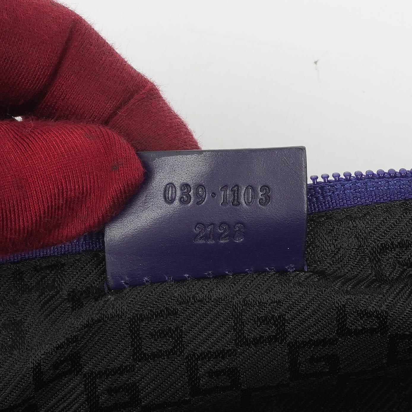 Gucci Mini Baguette Pochette Boot Blue Satin Tasche