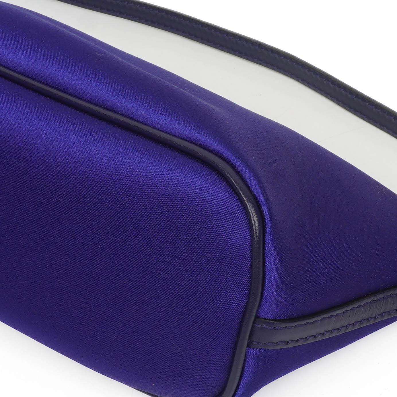 Gucci Mini Baguette Pochette Boot Blue Satin Tasche