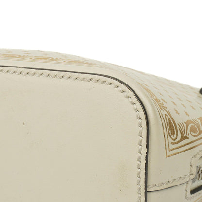 Gucci Mini Guccy Moon Steller Dome Crossbody-Tasche aus Kalbsleder in Weiß und Gold