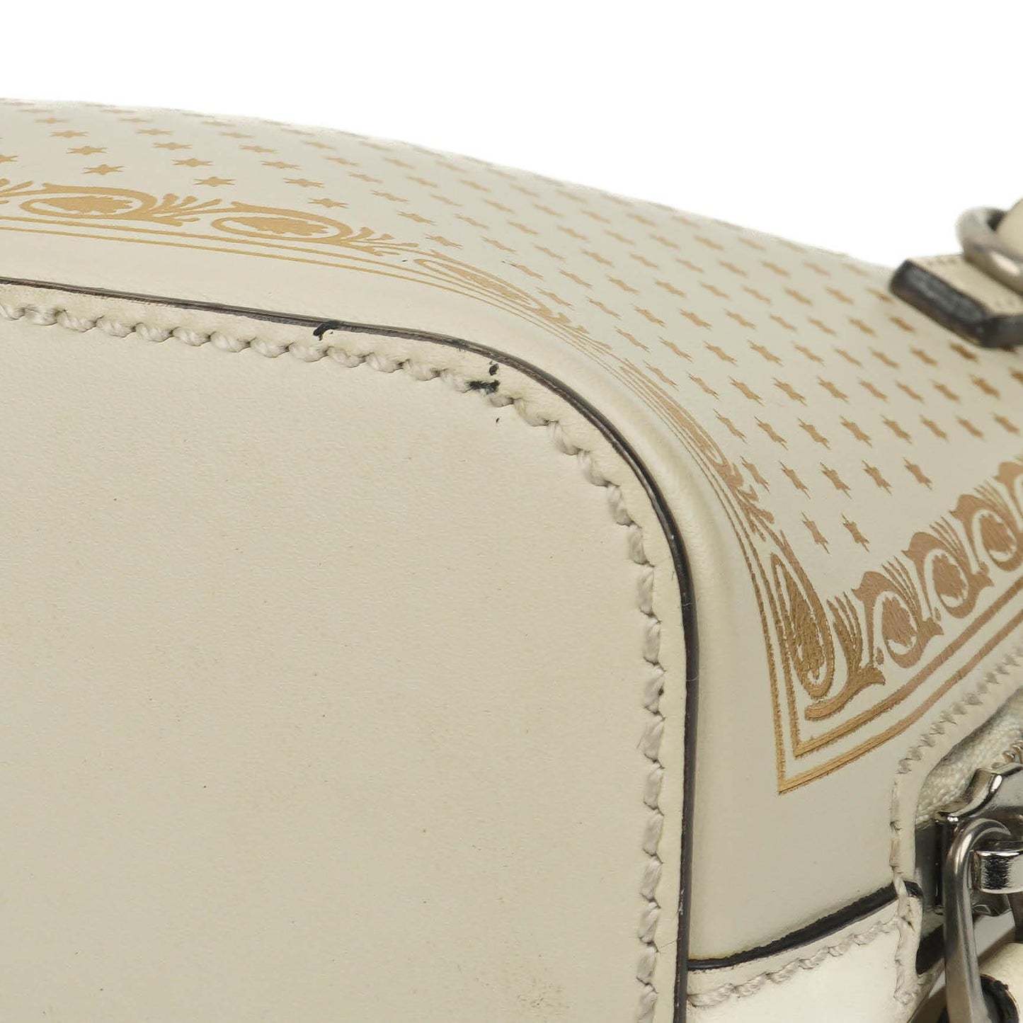 Gucci Mini Guccy Moon Steller Dome Crossbody-Tasche aus Kalbsleder in Weiß und Gold