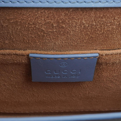 Gucci Mini Sylvie Klappen-Kette Tasche Web-Streifen Klar Himmelblau Kalbsleder