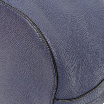 Gucci Miss Bamboo Genarbtes Blaues Kalbsleder Bucket Tasche