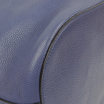 Gucci Miss Bamboo Genarbtes Blaues Kalbsleder Bucket Tasche