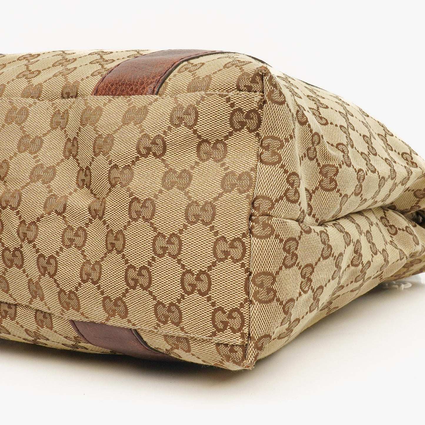 Gucci Monogram Tasche mit Bambus und geflochtenen Griffen