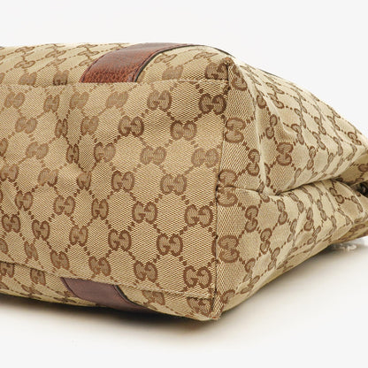 Gucci Monogram Tasche mit Bambus und geflochtenen Griffen