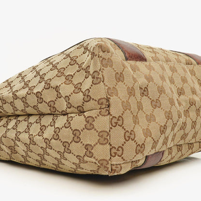 Gucci Monogram Tasche mit Bambus und geflochtenen Griffen