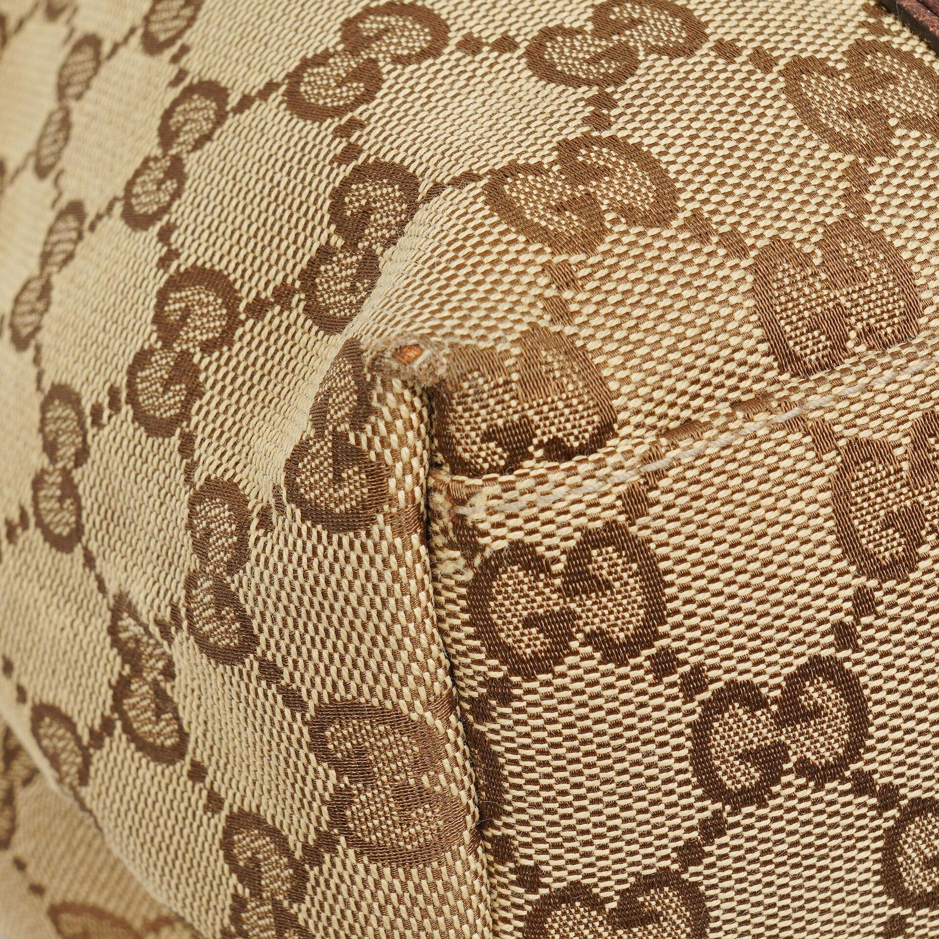Gucci Monogram Tasche mit Bambus und geflochtenen Griffen