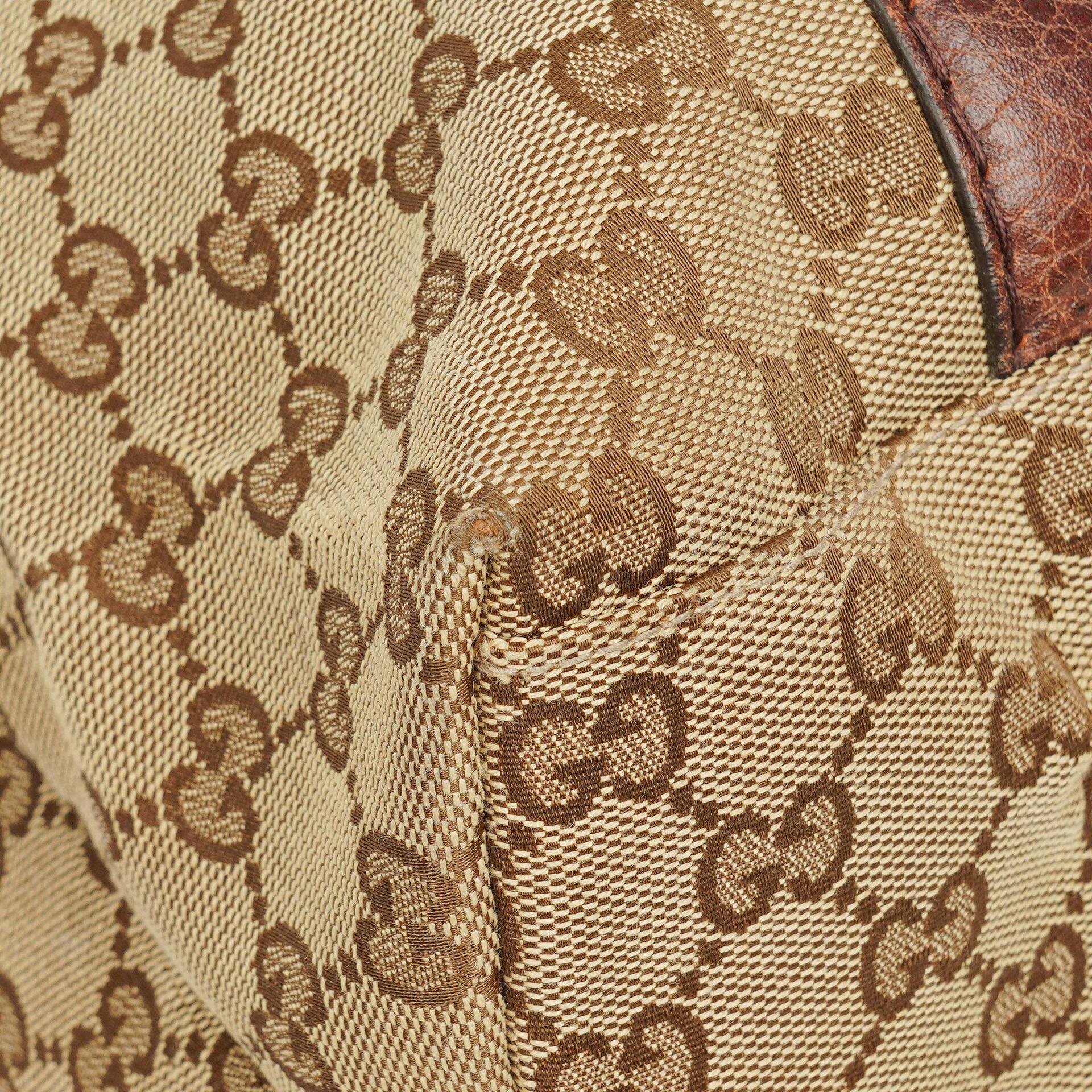 Gucci Monogram Tasche mit Bambus und geflochtenen Griffen