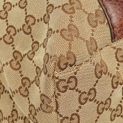 Gucci Monogram Tasche mit Bambus und geflochtenen Griffen