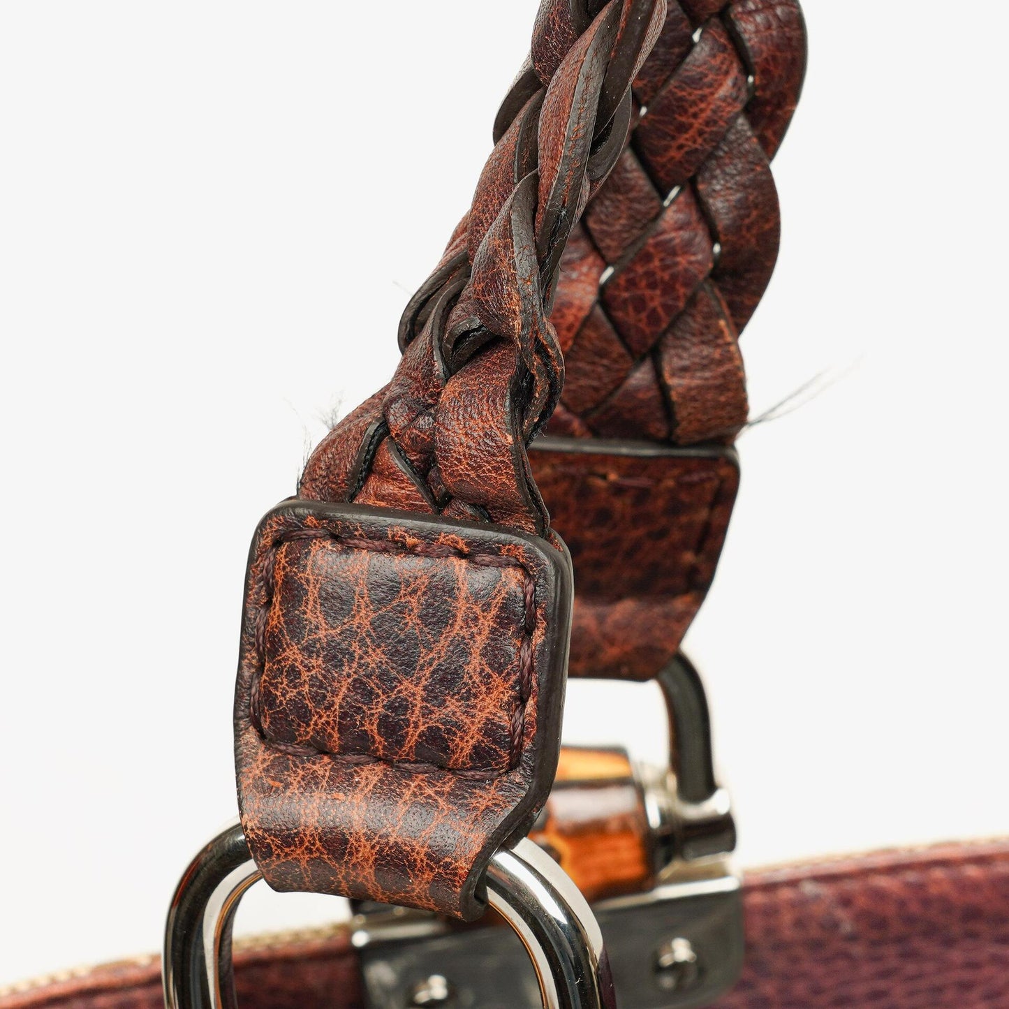 Gucci Monogram Tasche mit Bambus und geflochtenen Griffen