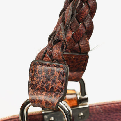 Gucci Monogram Tasche mit Bambus und geflochtenen Griffen