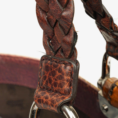 Gucci Monogram Tasche mit Bambus und geflochtenen Griffen