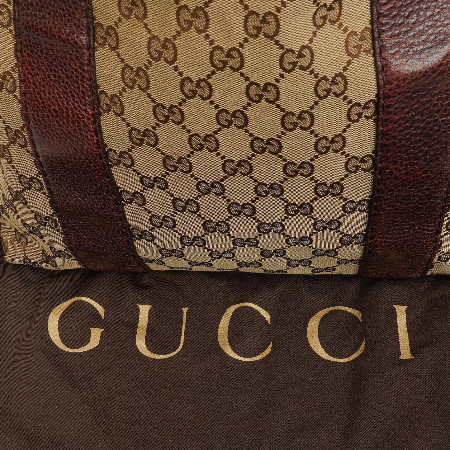 Gucci Monogram Tasche mit Bambus und geflochtenen Griffen