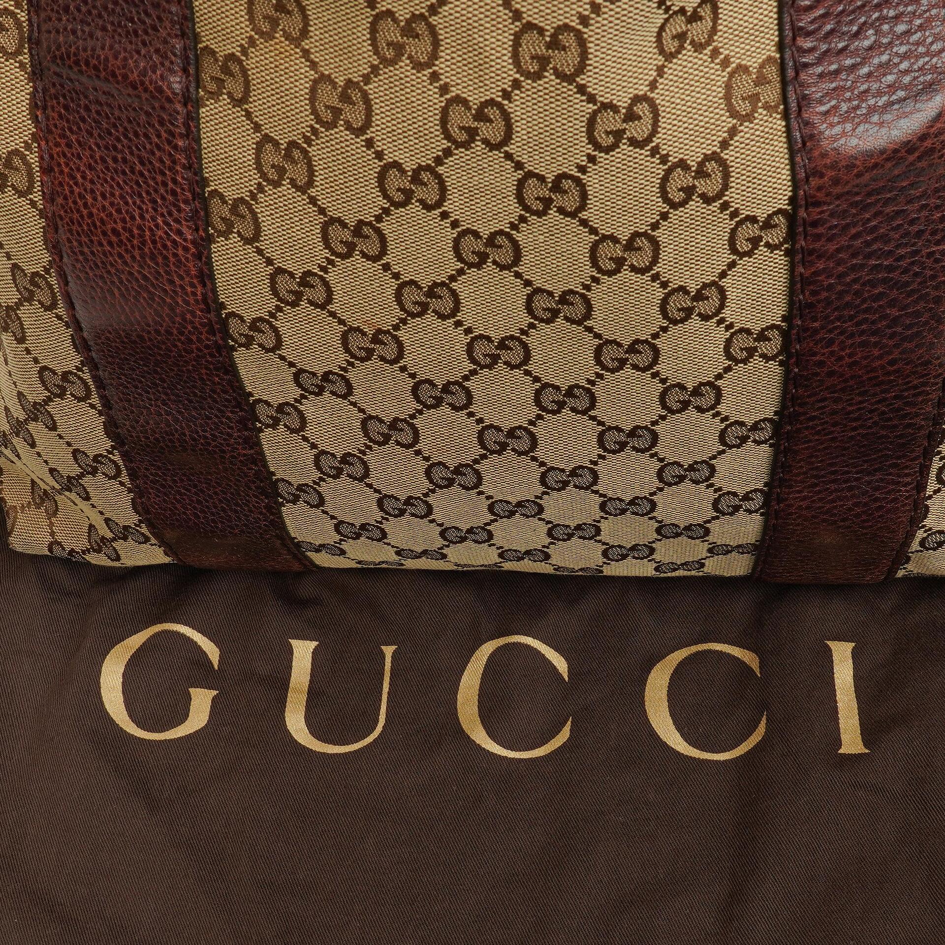 Gucci Monogram Tasche mit Bambus und geflochtenen Griffen