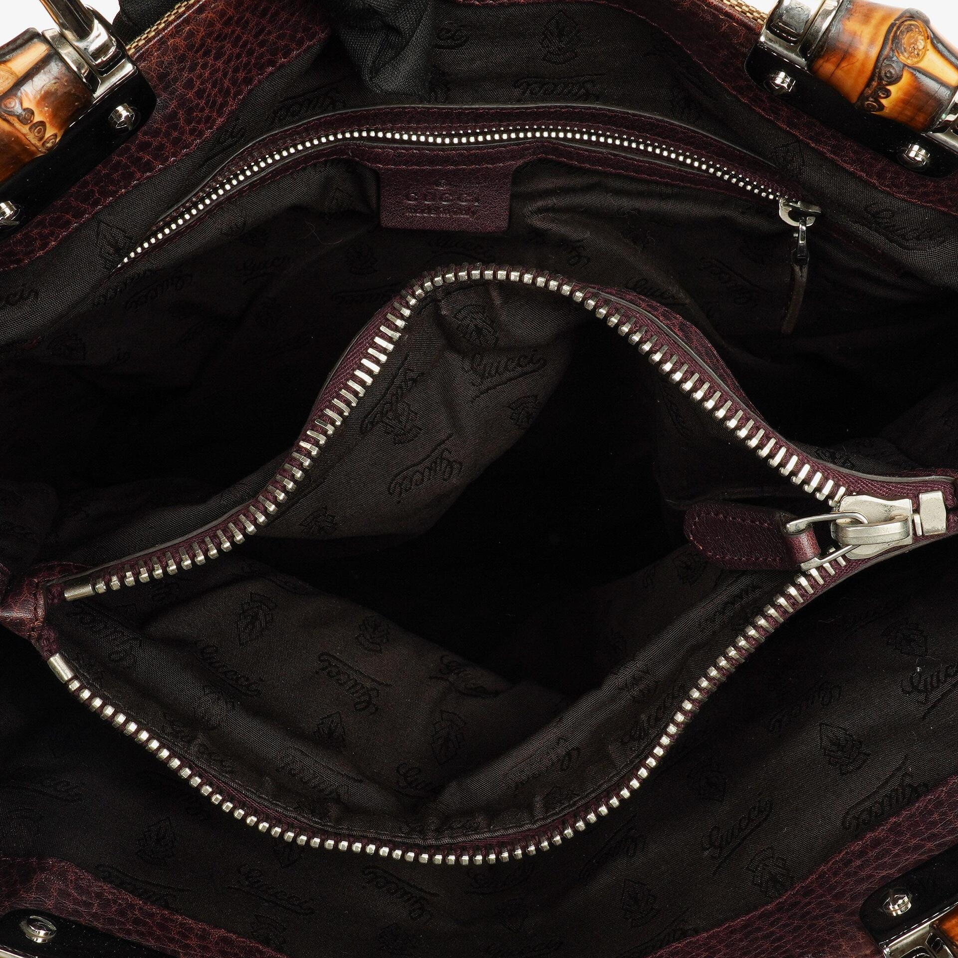 Gucci Monogram Tasche mit Bambus und geflochtenen Griffen