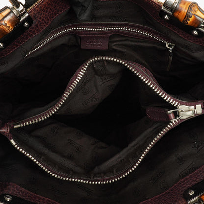 Gucci Monogram Tasche mit Bambus und geflochtenen Griffen