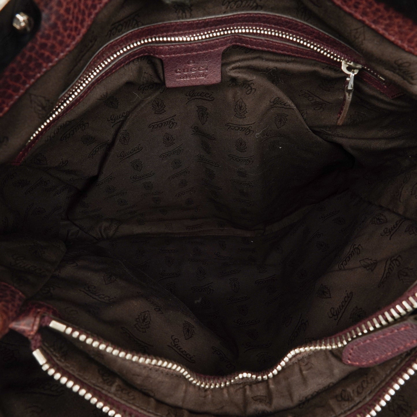 Gucci Monogram Tasche mit Bambus und geflochtenen Griffen