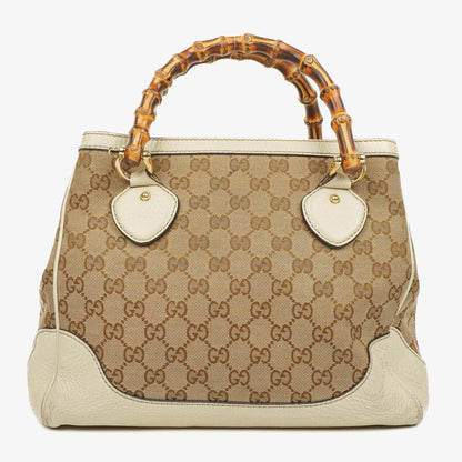 Gucci Diana Tragetasche mit Bambus-Griff aus elfenbeinfarbenem Monogram Canvas