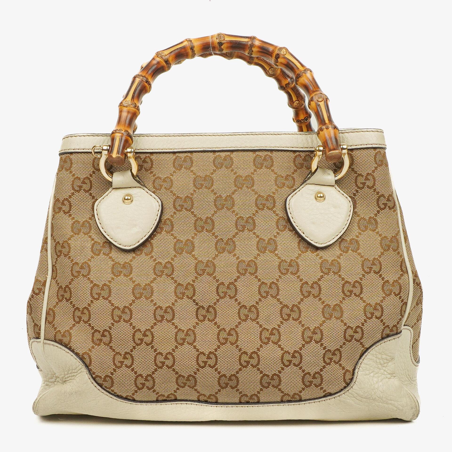 Gucci Diana Tragetasche mit Bambus-Griff aus elfenbeinfarbenem Monogram Canvas