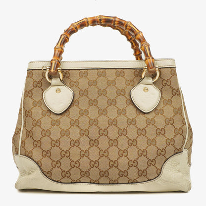 Gucci Diana Tragetasche mit Bambus-Griff aus elfenbeinfarbenem Monogram Canvas