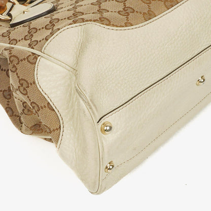 Gucci Diana Tragetasche mit Bambus-Griff aus elfenbeinfarbenem Monogram Canvas