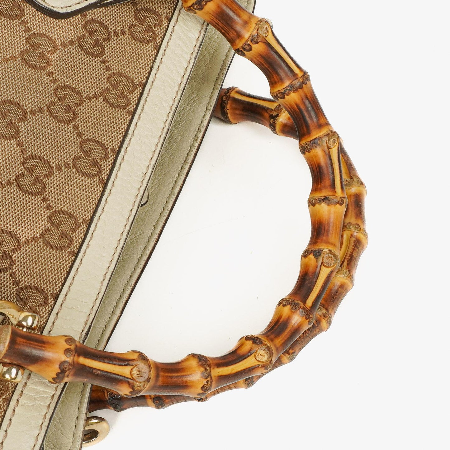 Gucci Diana Tragetasche mit Bambus-Griff aus elfenbeinfarbenem Monogram Canvas