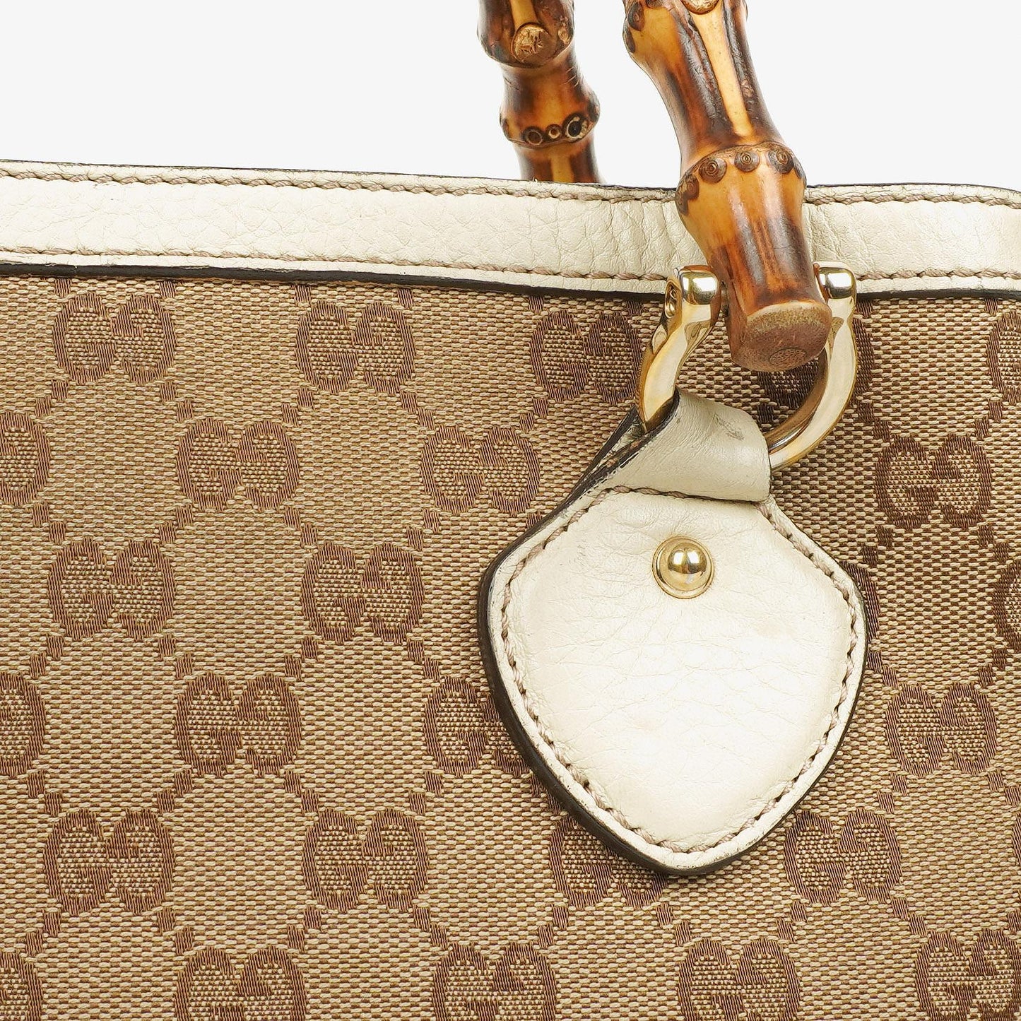 Gucci Diana Tragetasche mit Bambus-Griff aus elfenbeinfarbenem Monogram Canvas