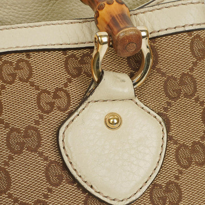 Gucci Diana Tragetasche mit Bambus-Griff aus elfenbeinfarbenem Monogram Canvas