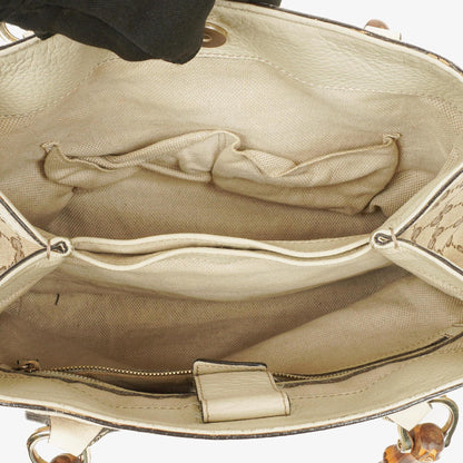 Gucci Diana Tragetasche mit Bambus-Griff aus elfenbeinfarbenem Monogram Canvas