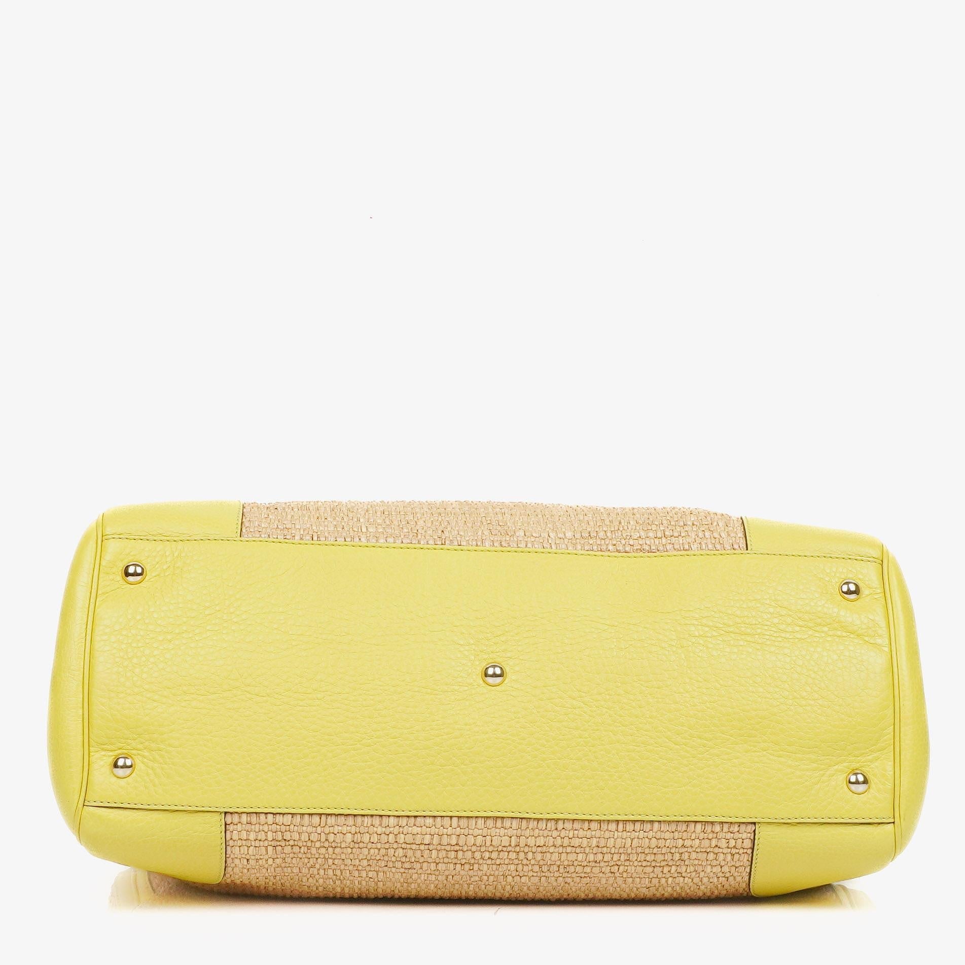 Gucci Bamboo Shopper Tragetasche aus naturfarbenem geflochtenem Stroh und Leder