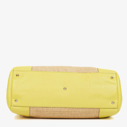 Gucci Bamboo Shopper Tragetasche aus naturfarbenem geflochtenem Stroh und Leder