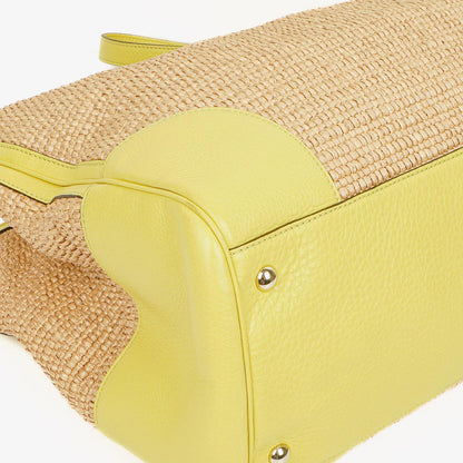 Gucci Bamboo Shopper Tragetasche aus naturfarbenem geflochtenem Stroh und Leder
