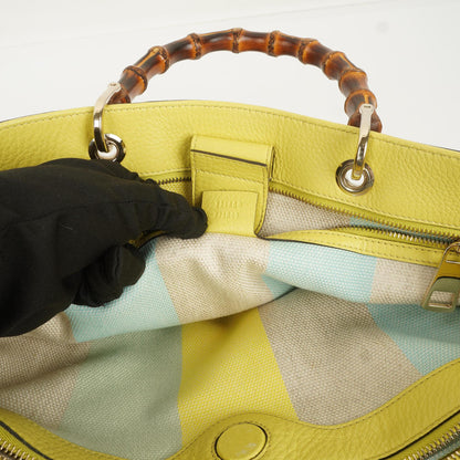 Gucci Bamboo Shopper Tragetasche aus naturfarbenem geflochtenem Stroh und Leder