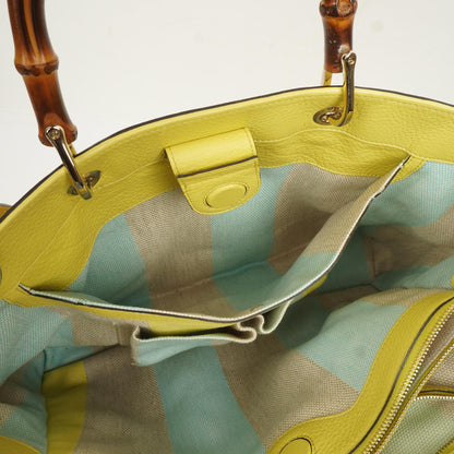 Gucci Bamboo Shopper Tragetasche aus naturfarbenem geflochtenem Stroh und Leder
