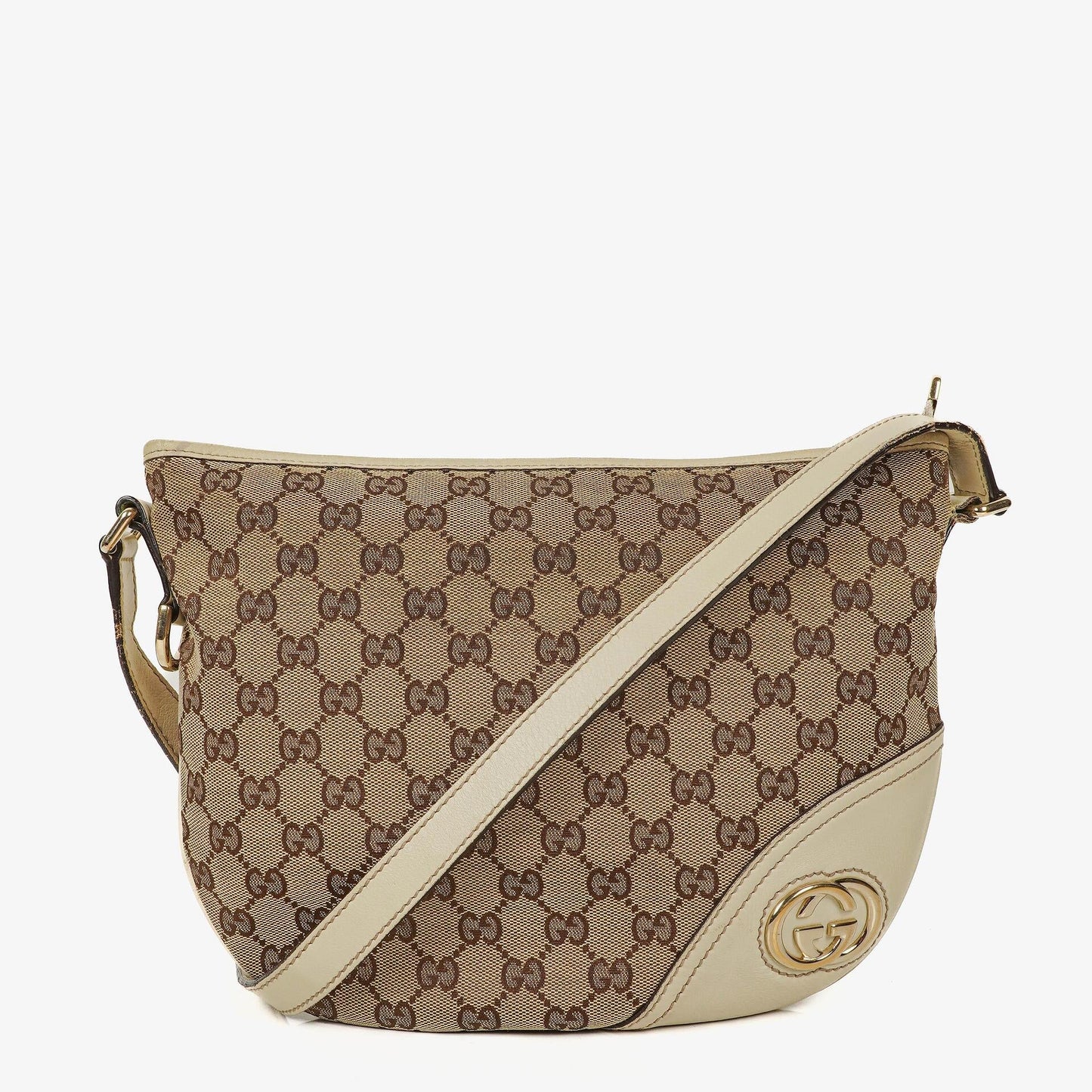 Gucci New Britt mittelgroße Halbmond-Hobo-Tasche mit Monogramm