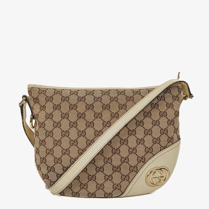 Gucci New Britt mittelgroße Halbmond-Hobo-Tasche mit Monogramm