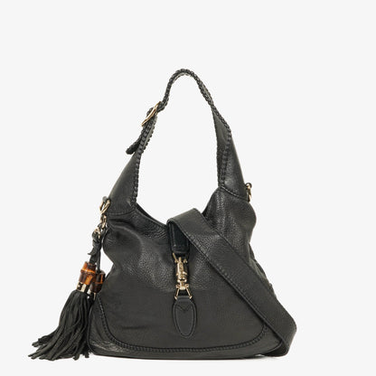 Gucci New Jackie Tasche aus schwarzem genarbtem Leder