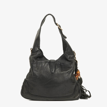 Gucci New Jackie Tasche aus schwarzem genarbtem Leder