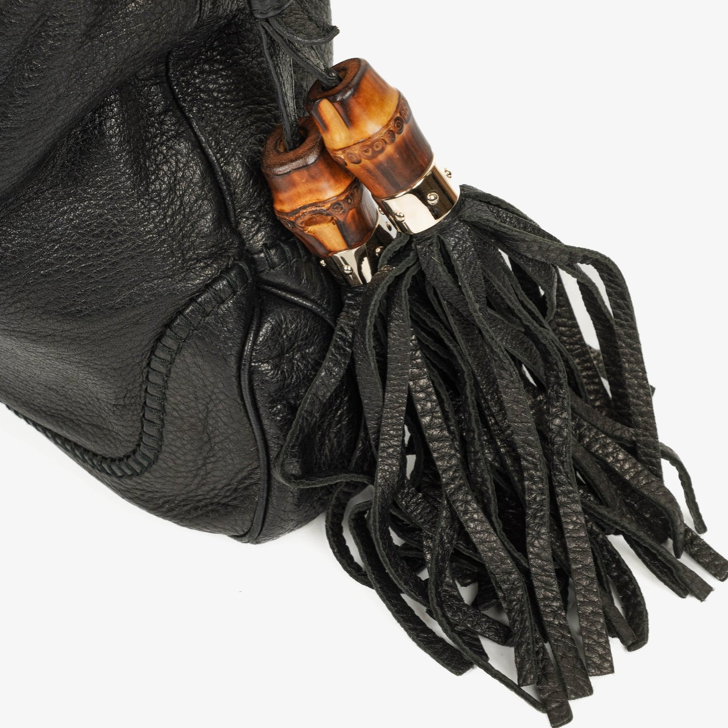 Gucci New Jackie Tasche aus schwarzem genarbtem Leder