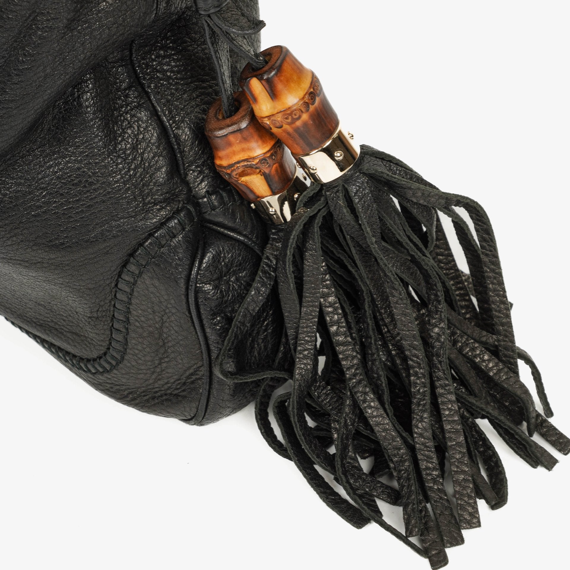 Gucci New Jackie Tasche aus schwarzem genarbtem Leder