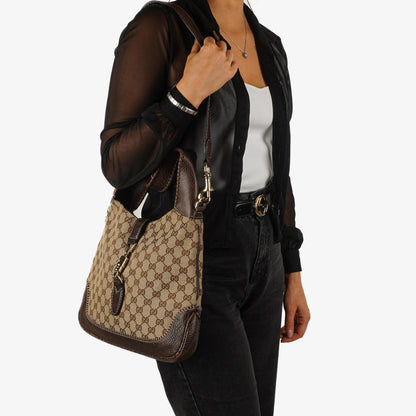 Gucci New Jackie Medium Hobo Bag GG Monogram Braun